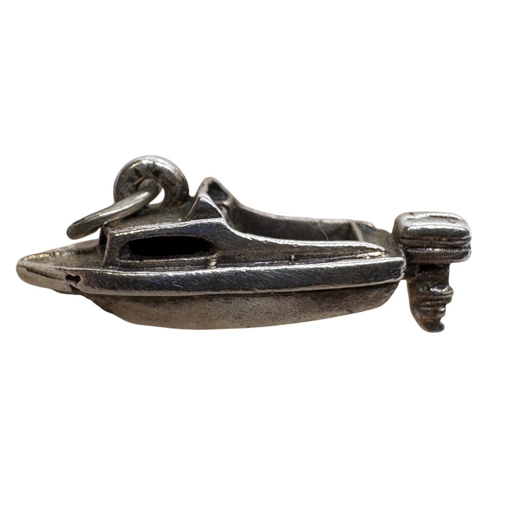 Beau Sterling Vintage Motorboat Charm 925 Silver Speedboat Nautical Pendant 3g